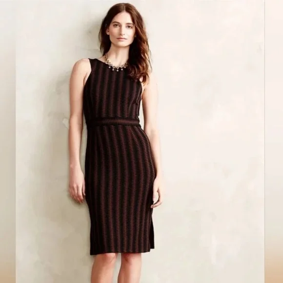 NWT Anthropologie Maeve Meridian Midi Dress Brown & Black Size Small - Picture 1 of 14